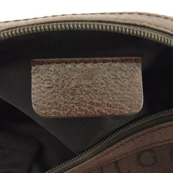 BVLGARI Pouch Logomania Canvas x Leather Authentic Used - Picture 7 of 8
